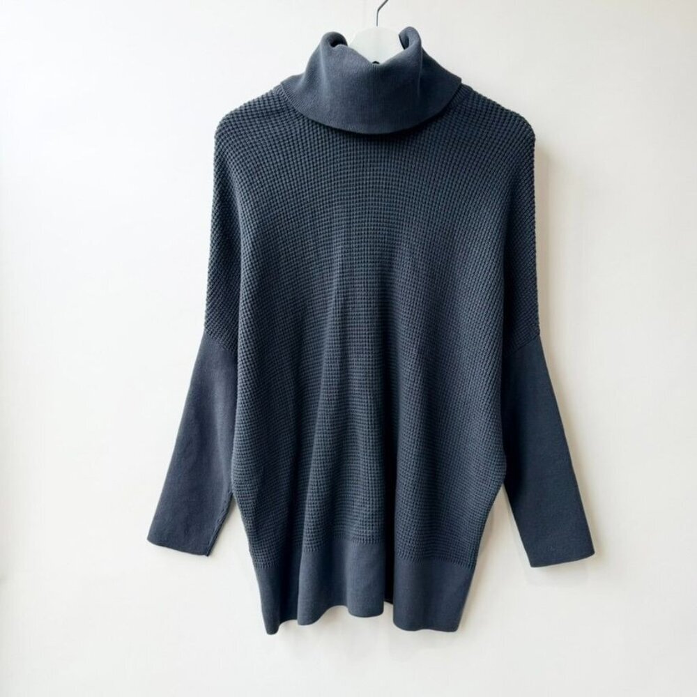 VETTA Oversized Convertible Cardigan Turtleneck blue/gray Women’s Size S Q7